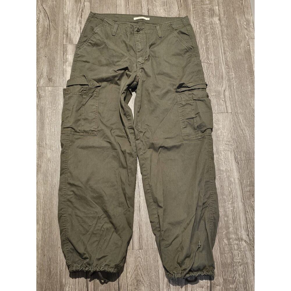 Levi's 94 Baggy Cargo Pants Womens Green Cinch Hems Measure 32x31 90s Y2K Style